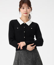 画像をギャラリービューアに読み込む, 【WEB限定予約販売/11月中旬発売予定】シャツ襟付きケーブルカーディガン/MM548410 (ブラック)
