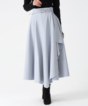 画像をギャラリービューアに読み込む, ベルト付きアシメフレアスカート/TT547216 (ブルー)

