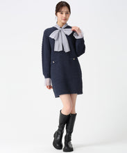 画像をギャラリービューアに読み込む, チュールボウタイラメニットミニワンピース/TT547418 (ネイビー)
