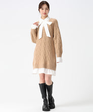 画像をギャラリービューアに読み込む, シャツレイヤードケーブルワンピース/TT547415 (キャメル)

