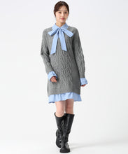画像をギャラリービューアに読み込む, シャツレイヤードケーブルワンピース/TT547415 (グレー)

