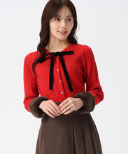 画像をギャラリービューアに読み込む, ケーブルリボンカーディガン/TT548408 (レッド)
