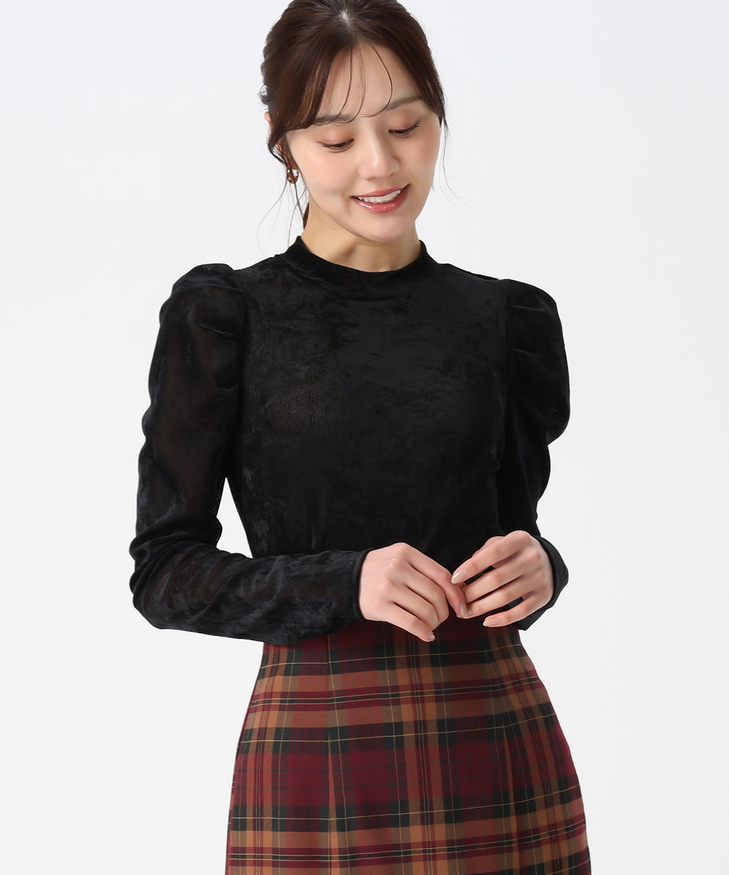 ベロア起毛シアートップス/TT548201 (ブラック)