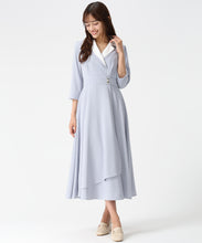 画像をギャラリービューアに読み込む, ダブルカラーラップワンピース/MM617408 (ブルー)
