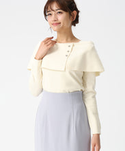 画像をギャラリービューアに読み込む, 配色ラメケープニット /MM618302 (ホワイト)
