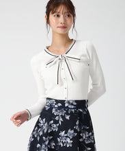 画像をギャラリービューアに読み込む, マルチ配色ボウタイリブニット/MM618305 (ホワイト)
