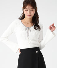 画像をギャラリービューアに読み込む, レースラッフル配色リボンニット/MM618307 (ホワイト)
