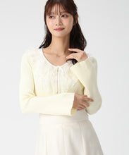 画像をギャラリービューアに読み込む, レースラッフル配色リボンニット/MM618307 (イエロー)
