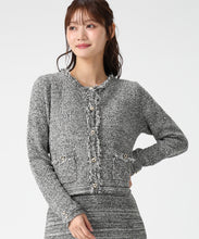 画像をギャラリービューアに読み込む, ツイード編みフリンジニットジャケット/MM618504 (ブラック)
