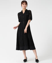 画像をギャラリービューアに読み込む, 開襟レースシャツワンピース/MM627403 (ブラック)
