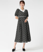 画像をギャラリービューアに読み込む, テーラーカラー花柄ワンピース/MM627404 (ブラック)

