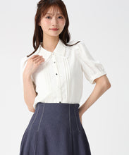 画像をギャラリービューアに読み込む, 襟レースピンタックブラウス/MM628118 (ホワイト)

