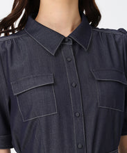 画像をギャラリービューアに読み込む, ステッチ配色パフスリーブシャツワンピース/MM627425 4
