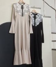画像をギャラリービューアに読み込む, レース襟ロングニットワンピース/MM447408

