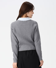 画像をギャラリービューアに読み込む, 襟付きケーブルカーディガン/TT548409
