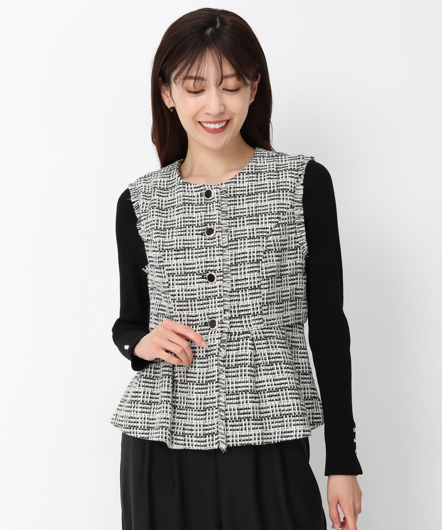 美品　ミッシュマッシュ MISCH MASCH ツイードペプラムジレ　ベスト 美品 ミッシュマッシュ MISCH MASCH ツイードペプラムジレ ベスト