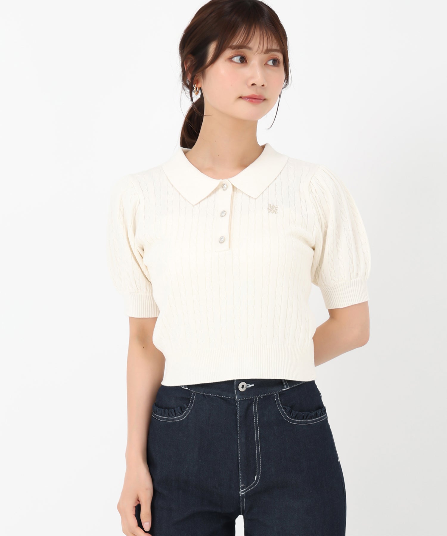 Maki☺︎さま専用 WEB限定アイテム】ケーブル刺繍ポロニット/MM558304 – MISCH