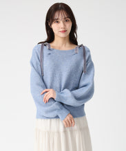画像をギャラリービューアに読み込む, ベロア肩リボンふわふわニット/TT548318
