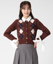 画像をギャラリービューアに読み込む, レイヤード襟アーガイルカーディガン/TT538406
