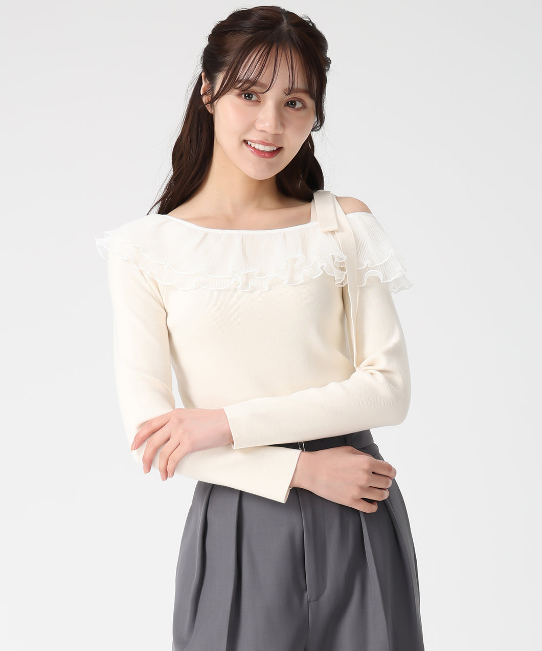 肩リボンアシメフリルニット/TT548302