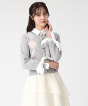 画像をギャラリービューアに読み込む, レイヤード襟アーガイルカーディガン/TT538406
