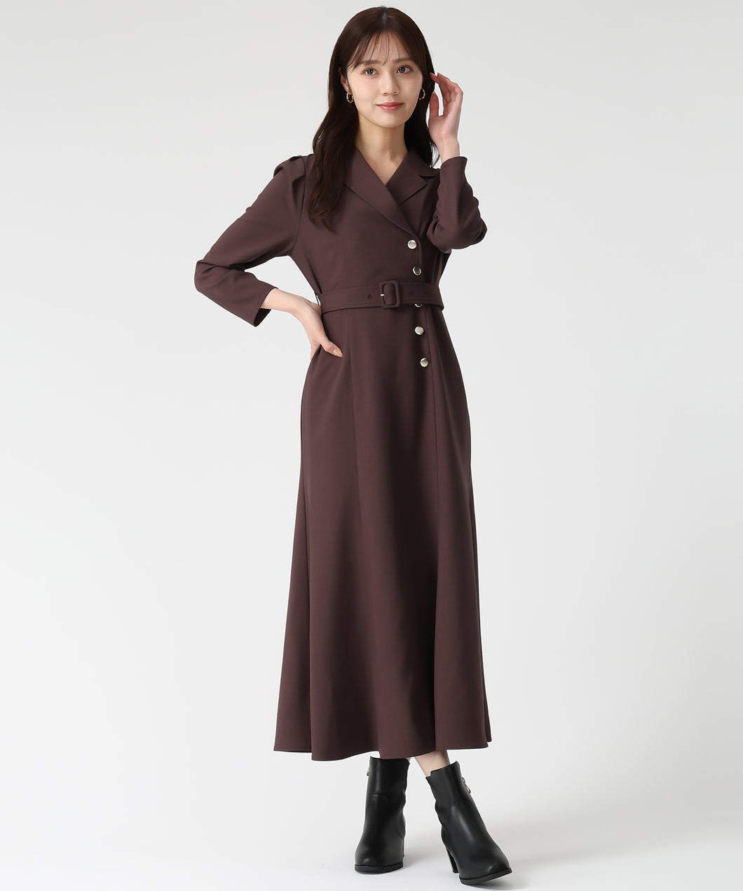 襟付きセミマーメイドワンピース/TT547404