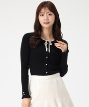 画像をギャラリービューアに読み込む, フリル袖配色リボンニット/MM548309
