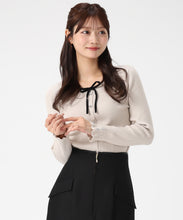 画像をギャラリービューアに読み込む, フリル袖配色リボンニット/MM548309
