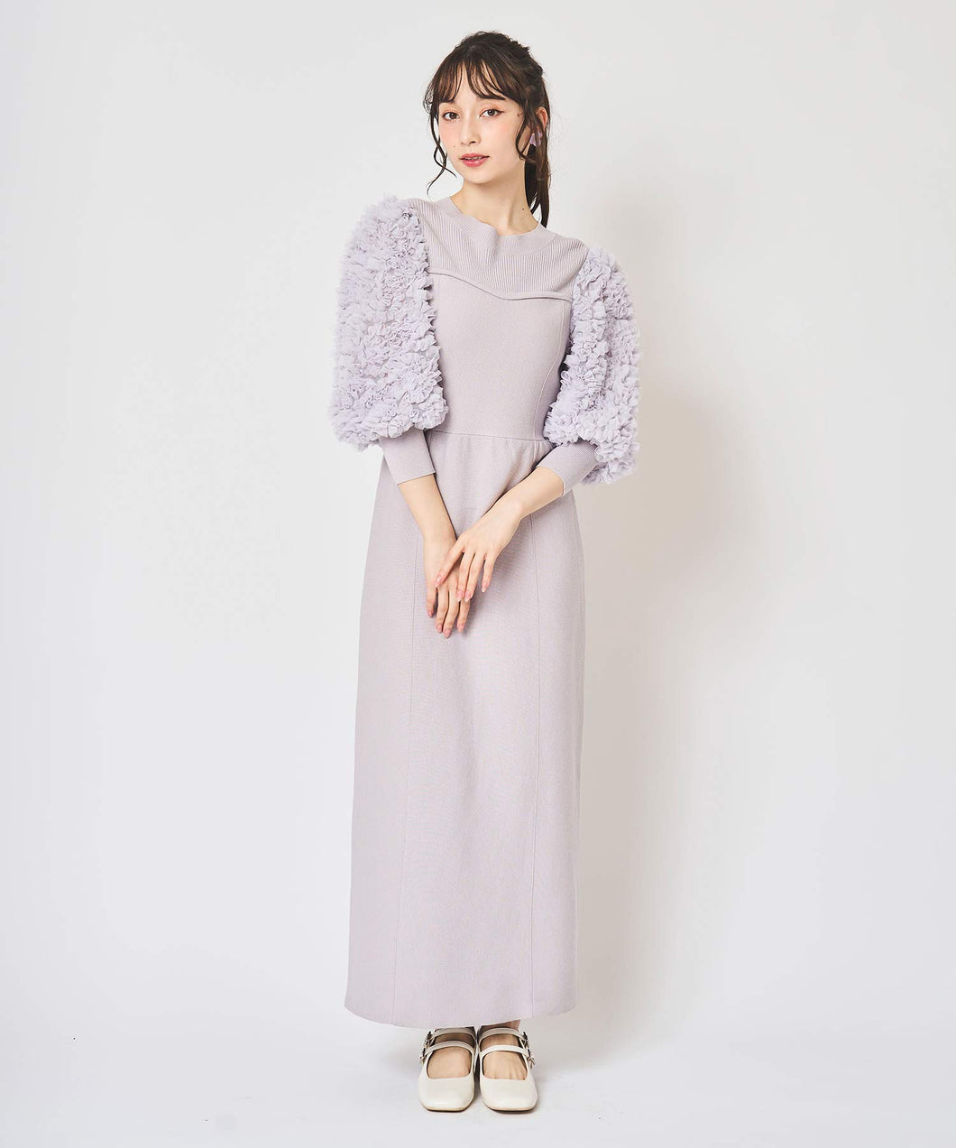 アオ様　フラワーリーフ刺繍ニットワンピース サワアラモード Sawa a la mode レディースワンピース 長袖 ニット