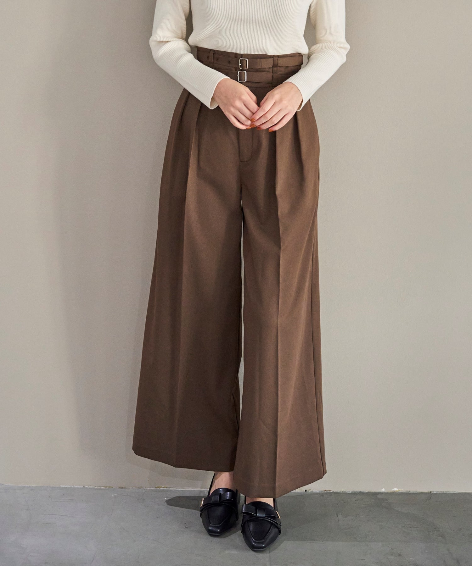 新品　ミッシュマッシュ MISCH MASCH 綿麻リネン混　ミリタリーパンツ セール】WEB限定 2025春夏新作 2タックワイドパンツ（その他