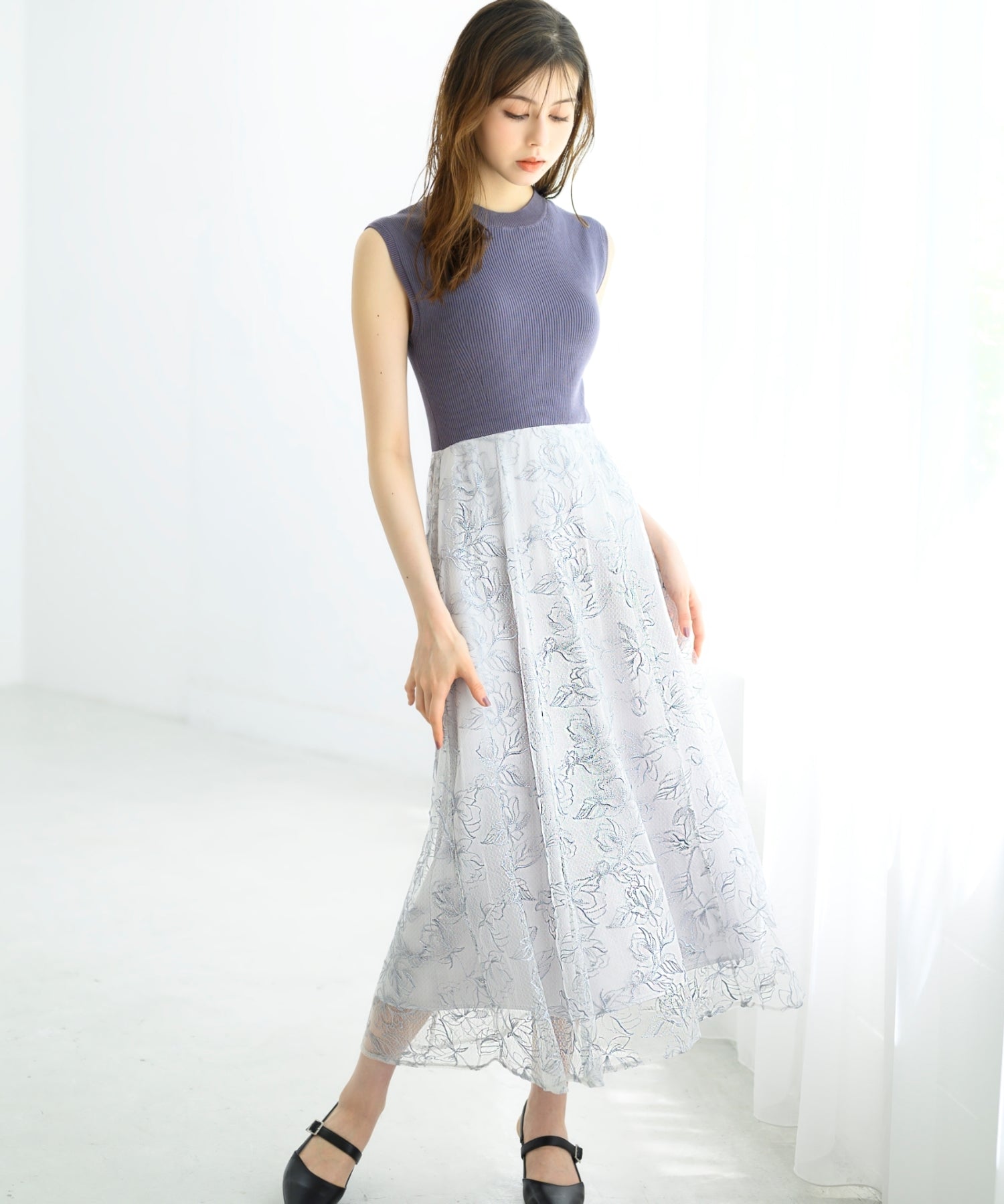 ミッシュマッシュ MISCH MASCH 【2024秋冬新作】ミニスパンコール2way5分袖ニット/MM438302 （BLACK） ミッシュマッシュ MISCH MASCH 【2024秋冬新作】ミニ