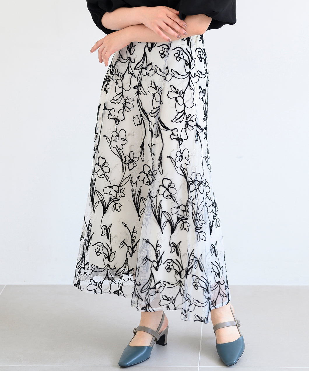 モール刺繍チュールスカート/MM437209