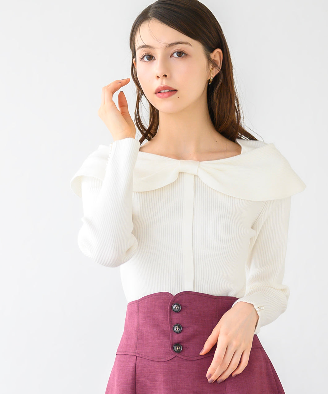 2wayリボンケープカラーニット/MM448302