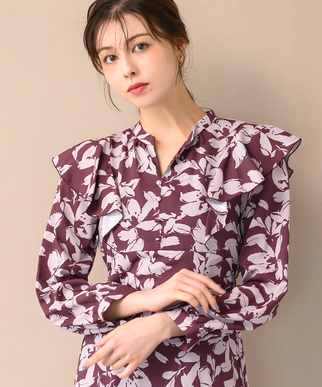 バイカラーフラワーワンピース/MM447411