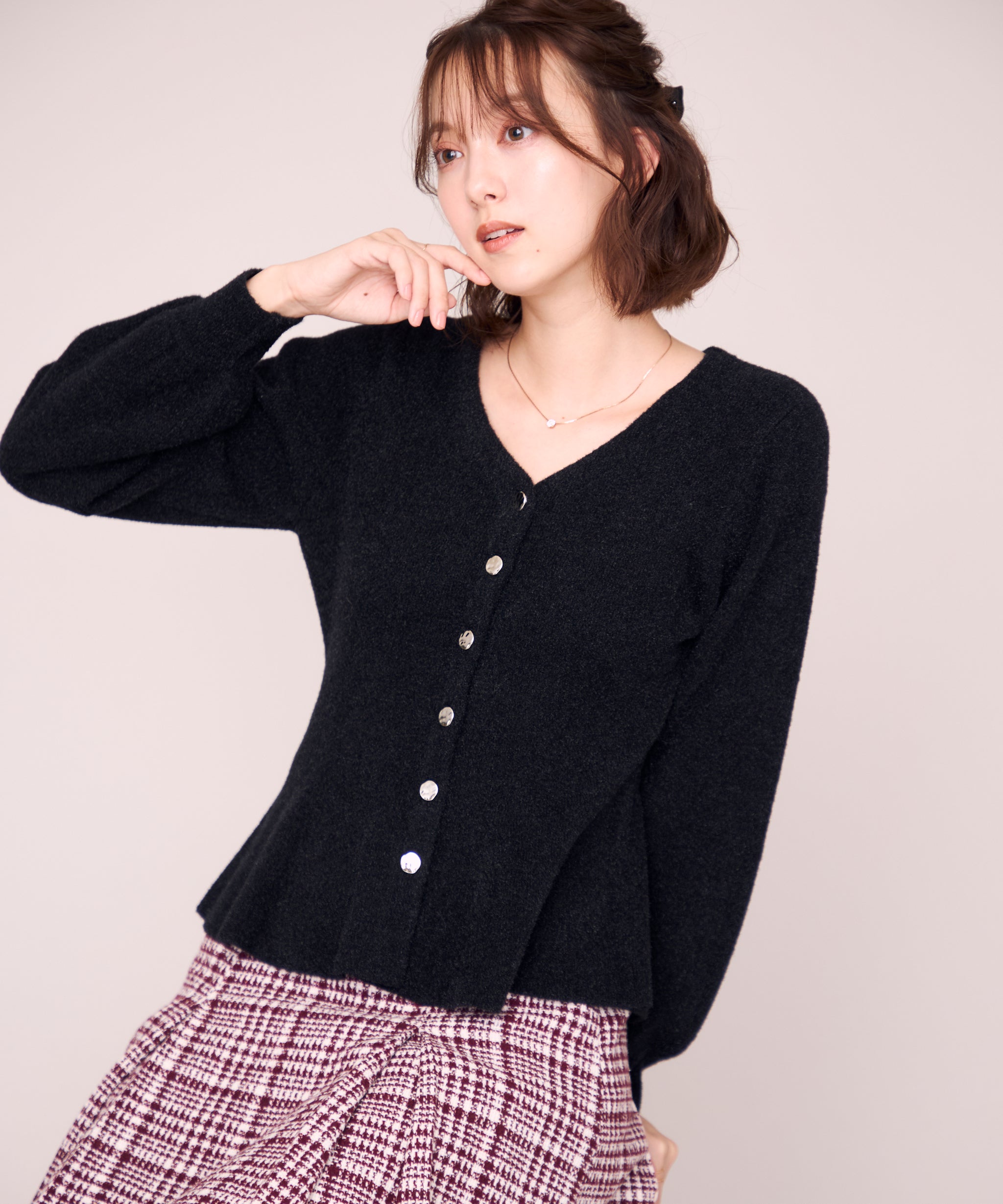 ★MA＊RS★ハート型★ペプラムカーディガン★ショッキングピンク★マーズ★新品★ 予約販売/10月上旬入荷予定】クリスタルフェザーペプラムカーディガン