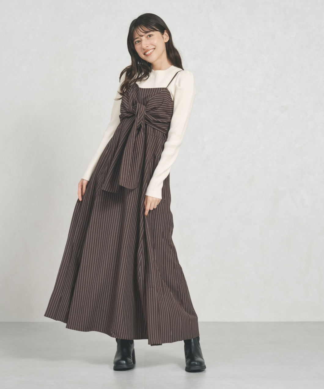 【予約販売/11月中旬発売予定】【一部店舗限定アイテム】ストライプリボンキャミワンピース/TT557402