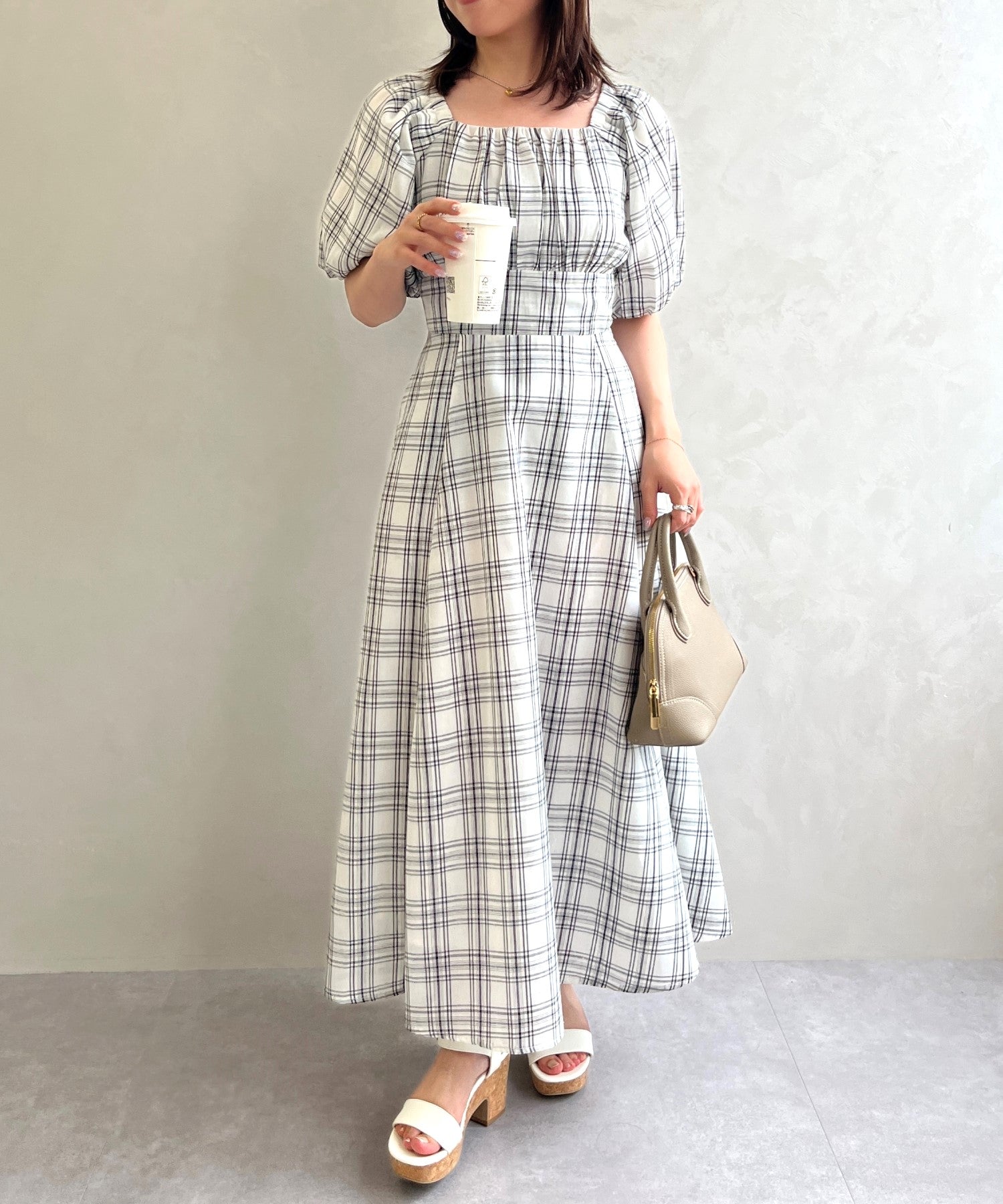 一部店舗限定】 2wayオフショルチェックフレアワンピース/MM557410