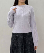 画像をギャラリービューアに読み込む, 【WEB限定予約販売/11月中旬発売予定】バックリボンビジューケーブルニット/MM548323
