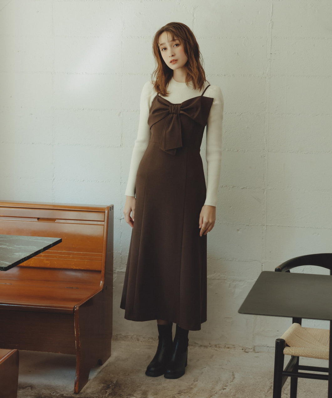 ニットセットリボンモチーフジャンスカ/TT547403