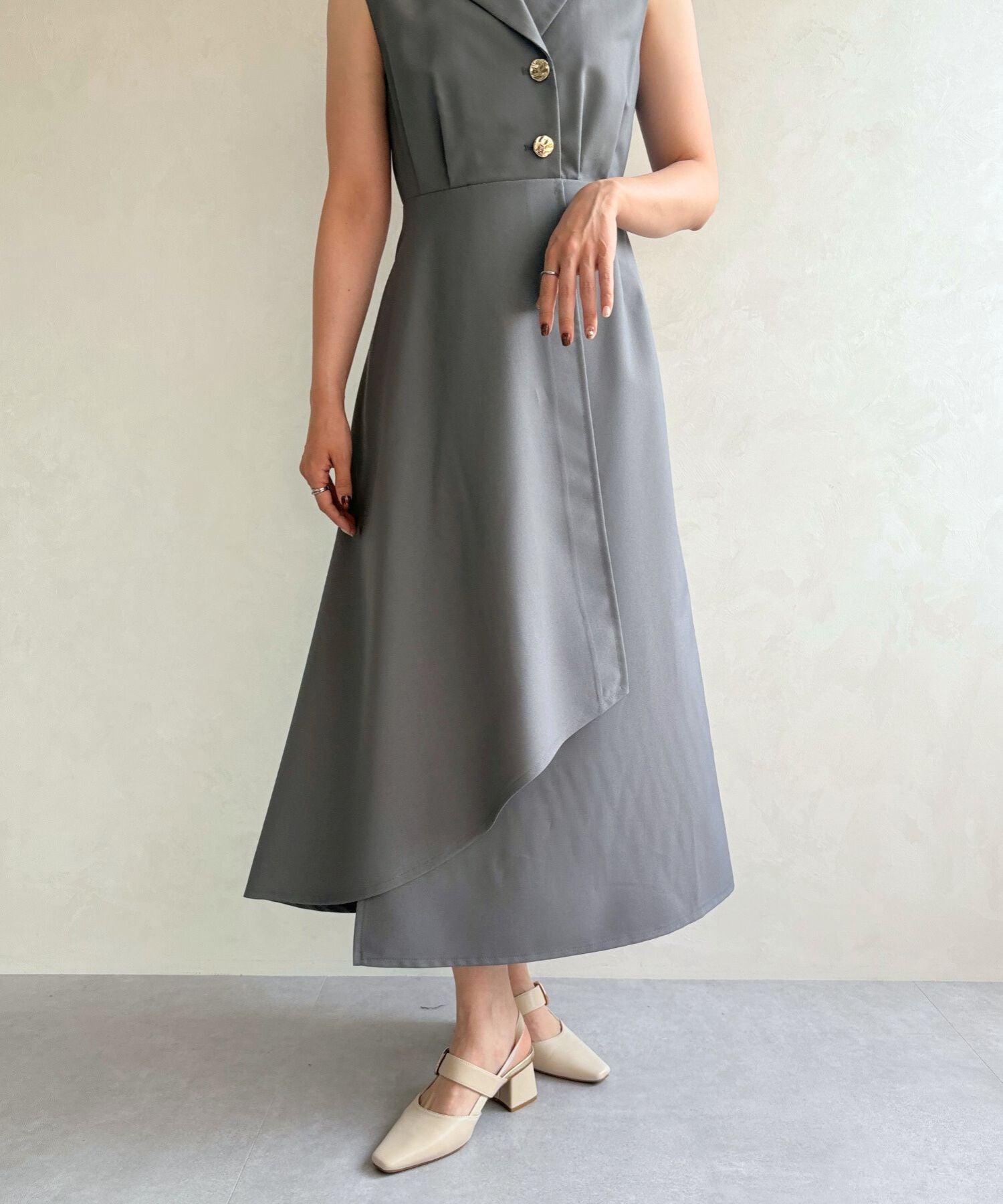 新作 *Jilsander*ウールミディドレス ワンピース マキシ グレー XS-Lサイズあり【SETTAN/セッタン】総レース/ アシンメトリー