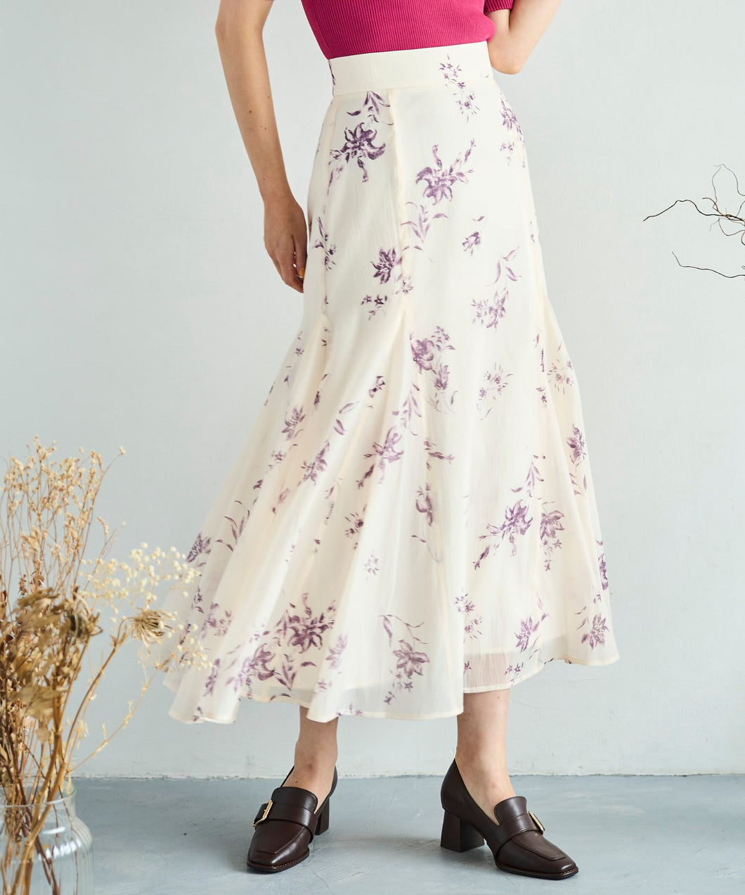 フラワー柄シアースカート/TT537203