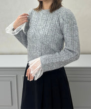 画像をギャラリービューアに読み込む, レース袖ふわふわケーブルニット/TT548305
