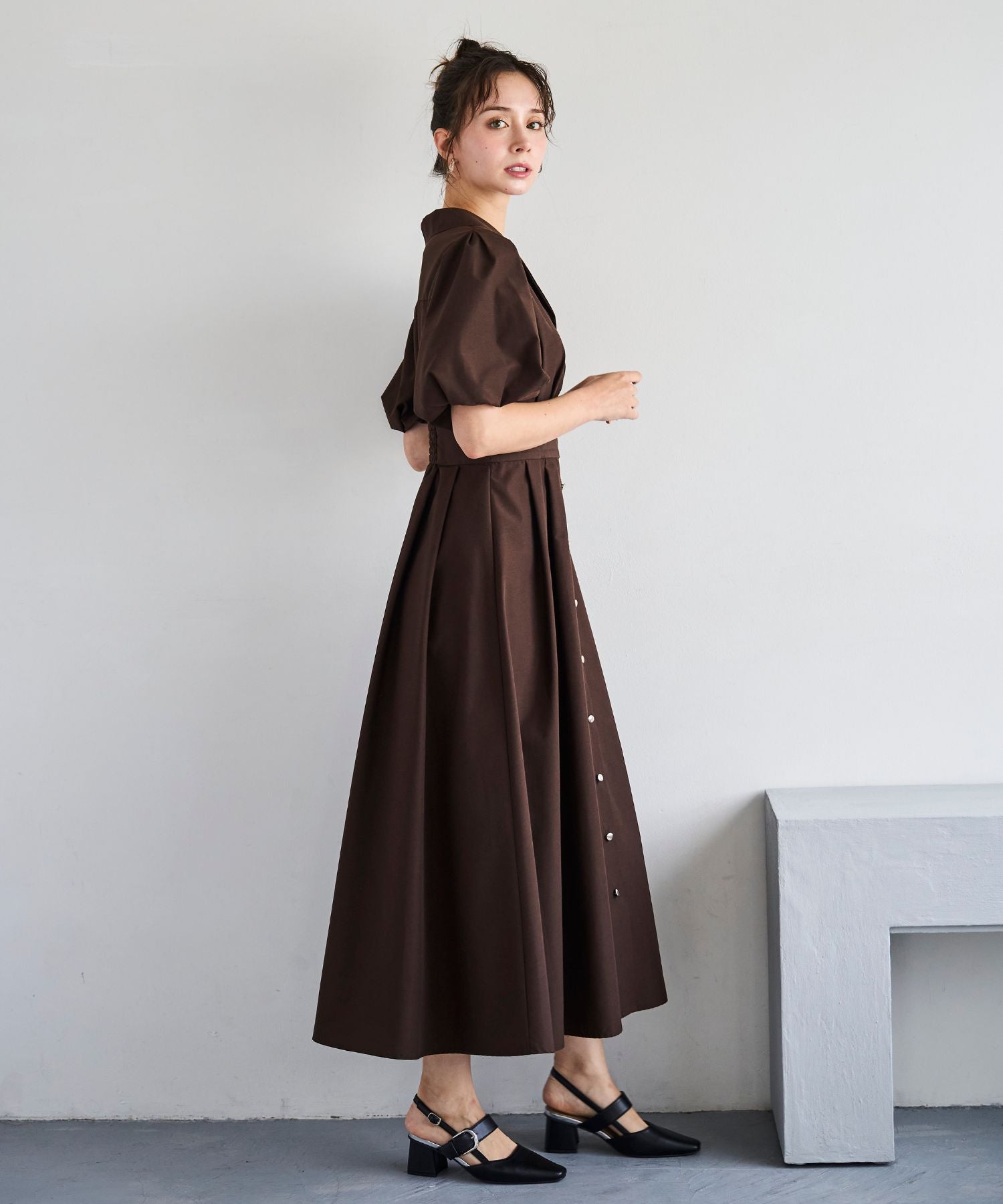 HGB-K304/未使用 DAISY LIN ワンピース パフスリーブ 40 黒 HGB-K304/未使用 DAISY LIN ワンピース パフスリーブ 40 黒