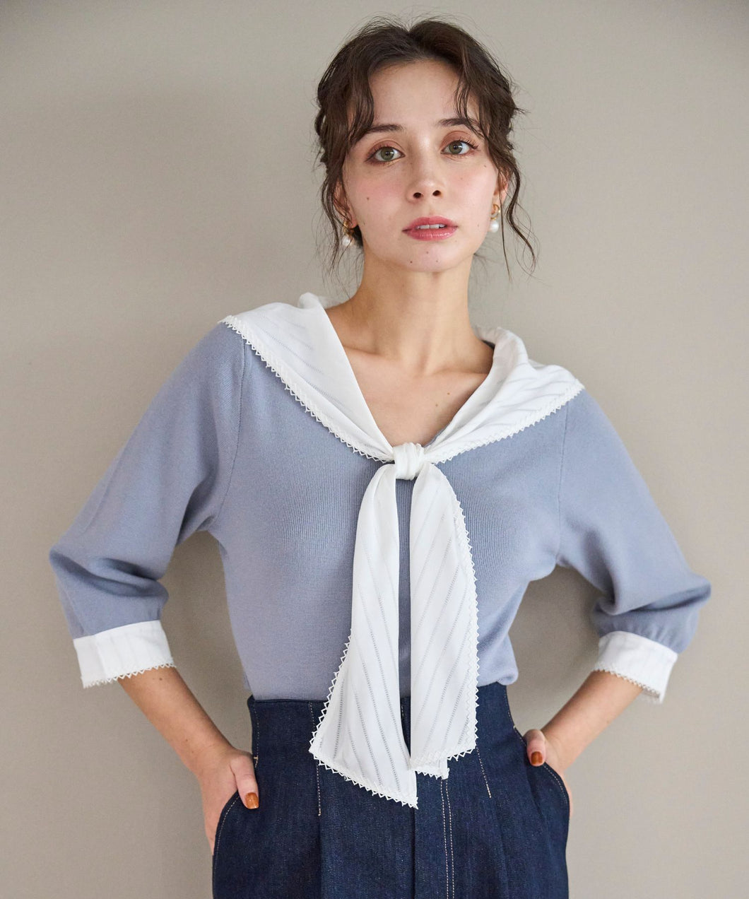 【予約販売/9月中旬発売予定】カフス付ニット/TT538310