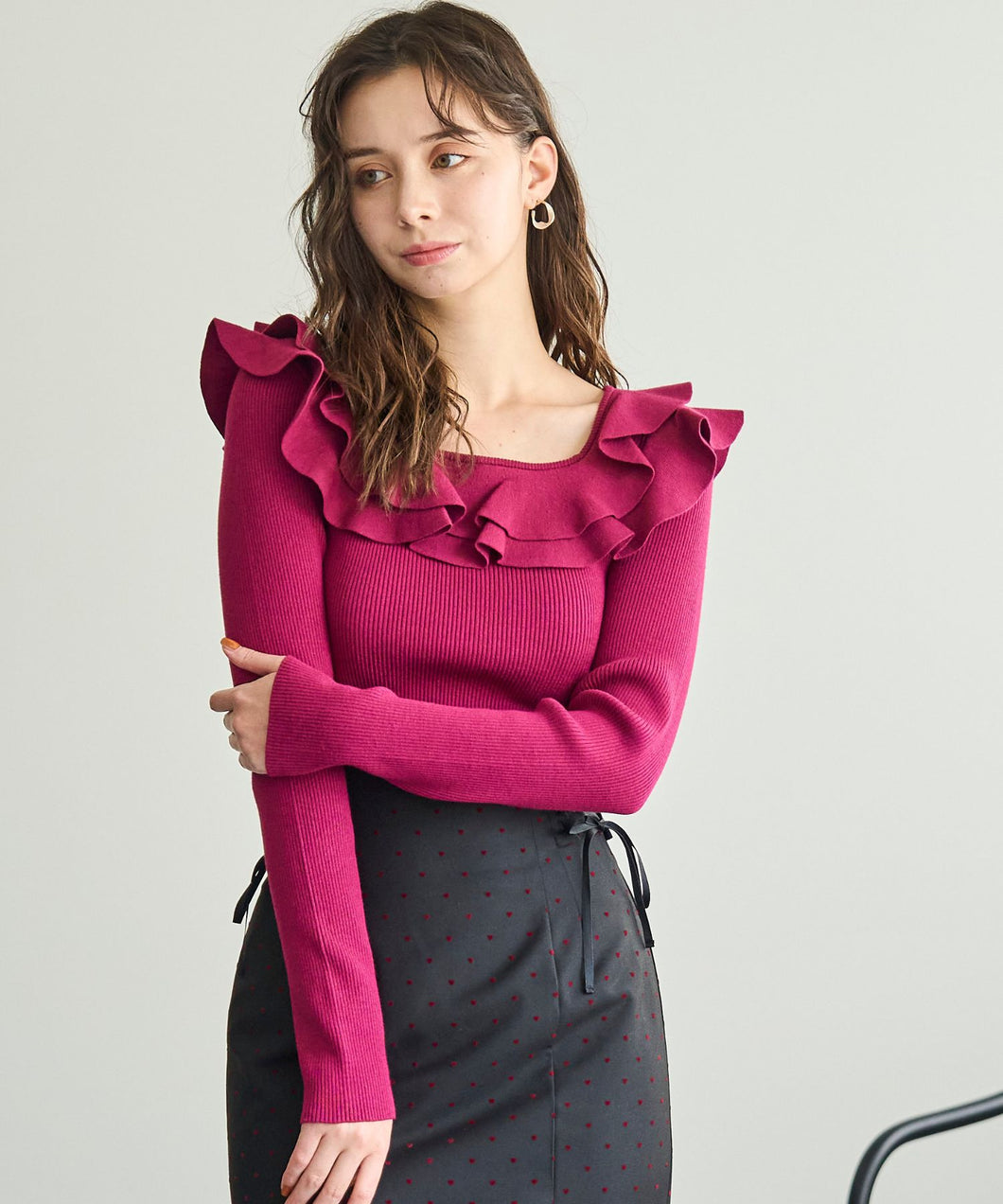 【予約販売/9月中旬発売予定】フリルカラーニット/TT538311