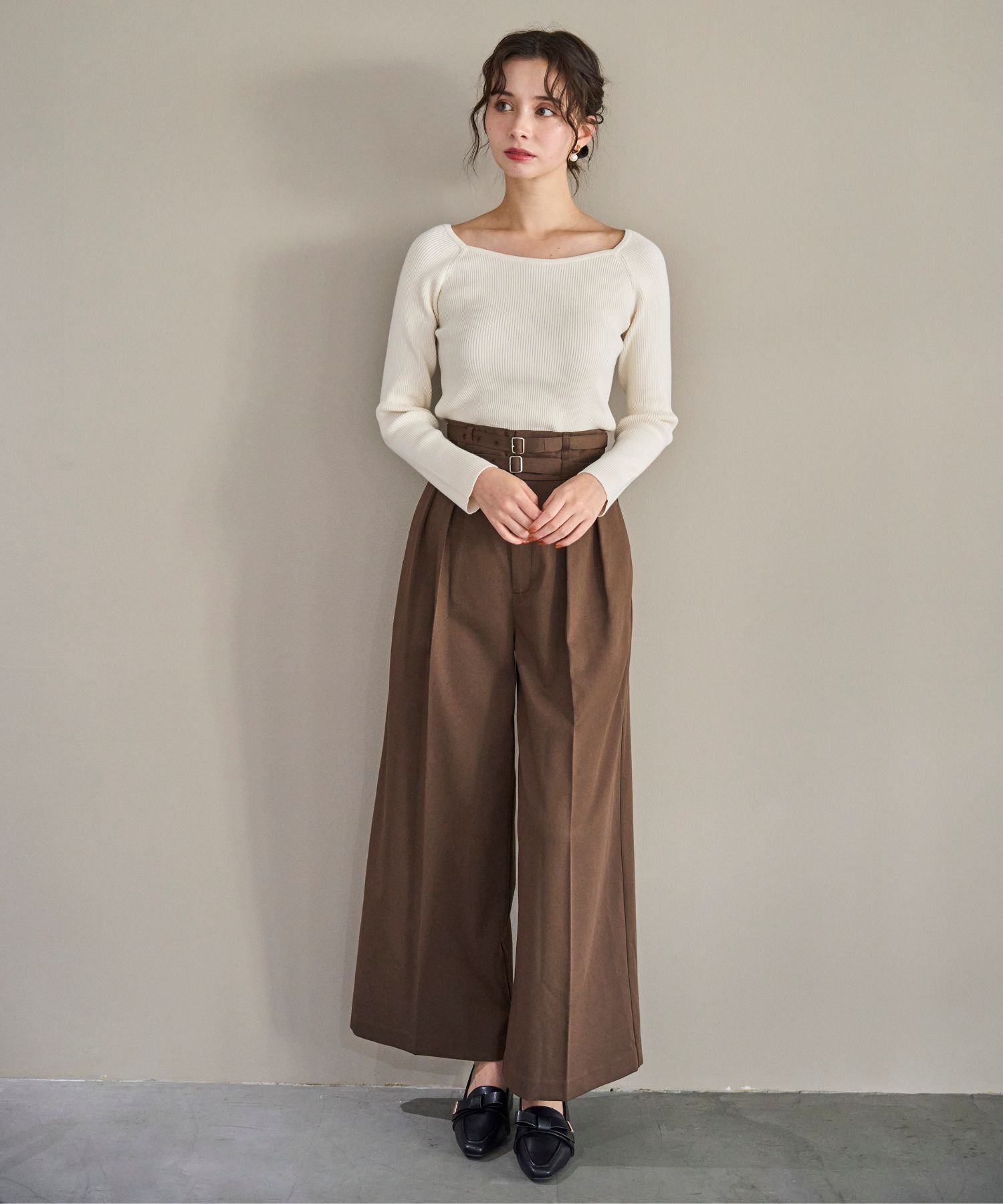 ブラウン TRIUGUALE3 パンツ ダブルベルト付ワイドパンツ/TT537303 – MISCH MASCH|31 Sons de mode