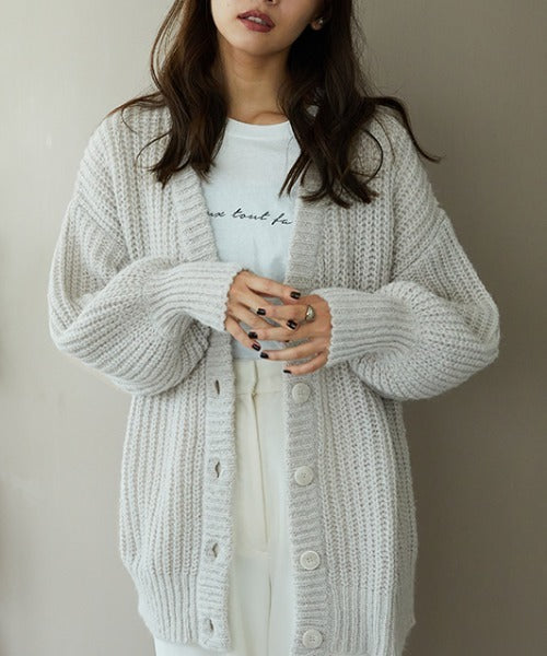 サンプル見本ダークグレー Vネック カーディガン 裾丸Vネックニットカーディガン レディース(M ネイビー): 東京シャツ