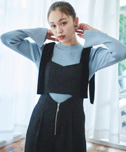 画像をギャラリービューアに読み込む, ベルベットリボン付きツイードサロペット/TT437401
