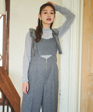 画像をギャラリービューアに読み込む, ベルベットリボン付きツイードサロペット/TT437401
