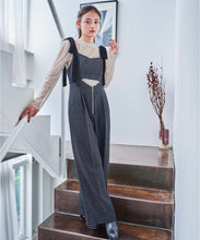 画像をギャラリービューアに読み込む, ベルベットリボン付きツイードサロペット/TT437401
